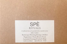 SPè Rituals product card on a brown background